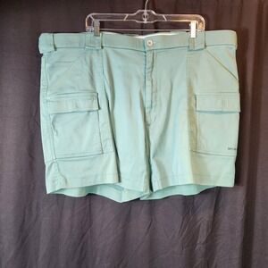Sportif Men's Size 46 Teal Cargo Utility Shorts Stretch Polyester Cotton Spandex